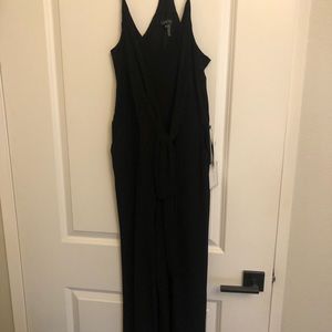 1.state poly/spandex jumper with tie above waist